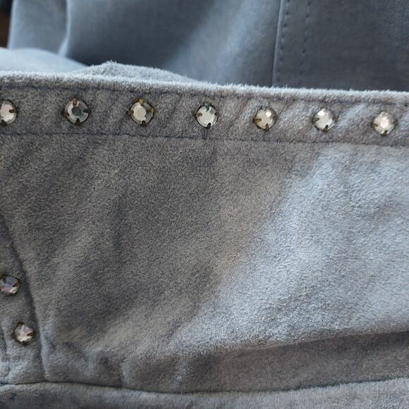 Lili Le Rose Baby Blue Suede Button Jacket Size M - Picture 11 of 13